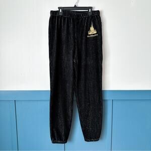 WDW Disney 50th Anniversary Luxe Corduroy Jogger Sweatpants Womens XS Black Gold